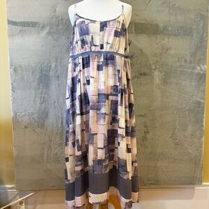 Geometric Pastel Retro Abstract Flowy Sundress Sz XL